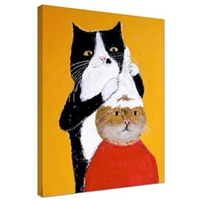 絵画 インテリア　額付( 銀 ) 油絵　F4-090718　かわいい子猫と女の子 絵画 額入り 壁掛け F4 千春 しあわせのねこ 複製画 1枚 日本