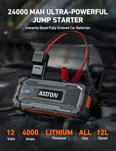 image for AstroAI S8 Ultra Battery Jumper Starter Portable, 4000A Car Jump Start