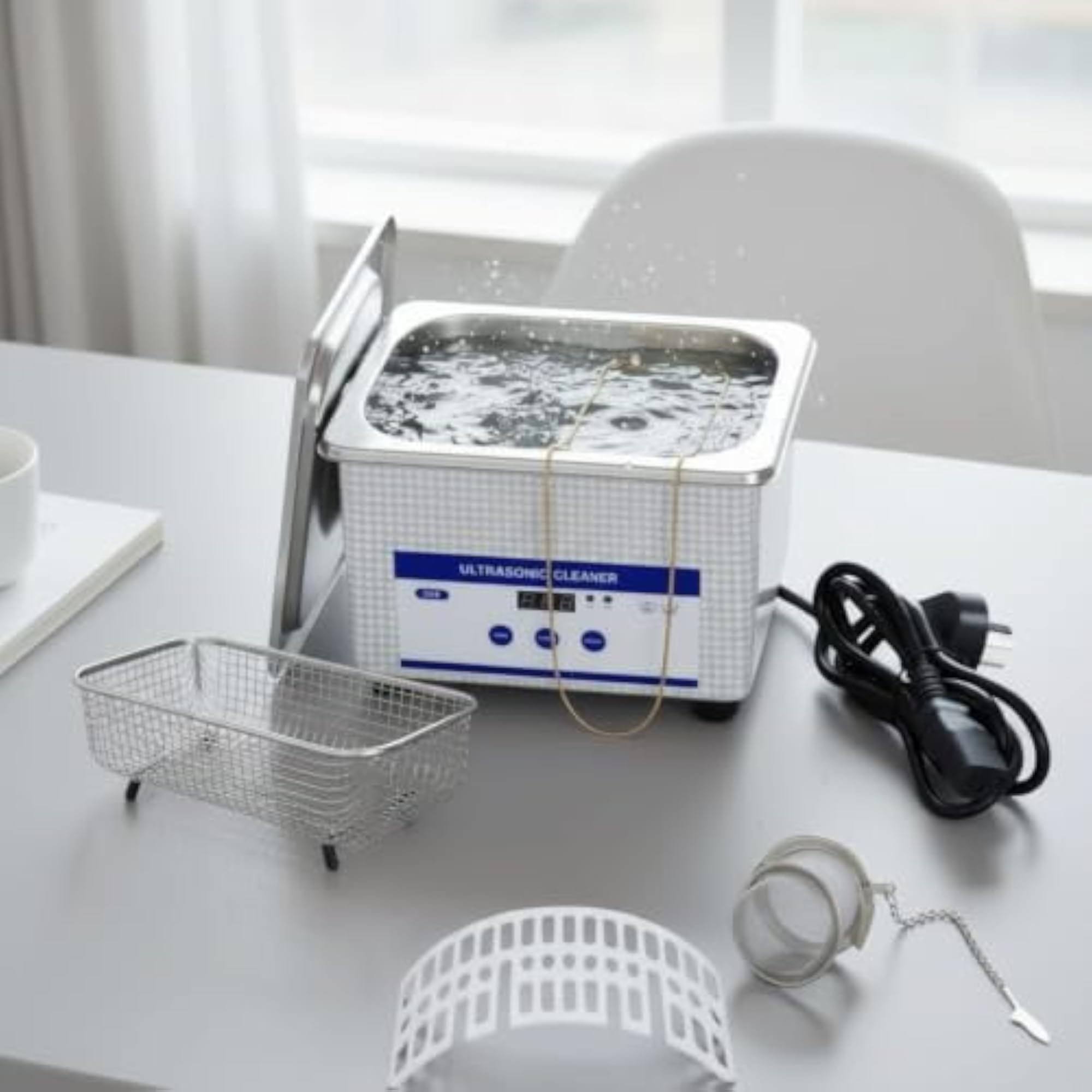 Digital Sonic Cleaner with Basket for Jewellery