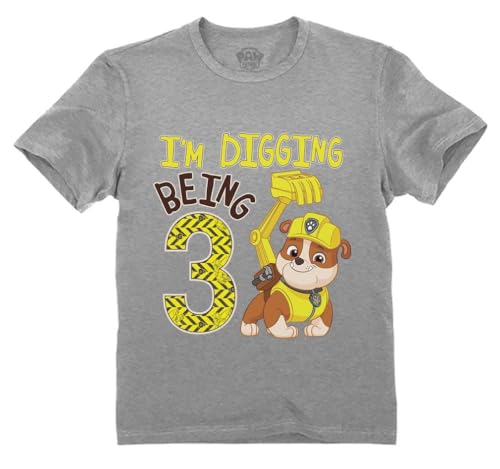 Rubble Paw Patrol 3rd Birthday Shirt - Fun Gift for 3 Year Old Boy - Toddler Digging Theme Party T-Shirt