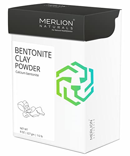 Bentonite Clay Powder by Merlion Naturals | Calcium Bentonite | 100% Pure and Natural | For DIY Face/Skin Masks (8 OZ)