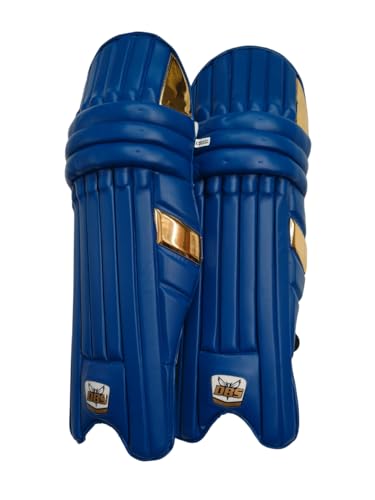 Image of DBS & Sons INFORCER Blue Mens Batting Leg Guard RightHand Blue Golden & White (Mens Size sutaible Right Hand Batsman) Cricket pad