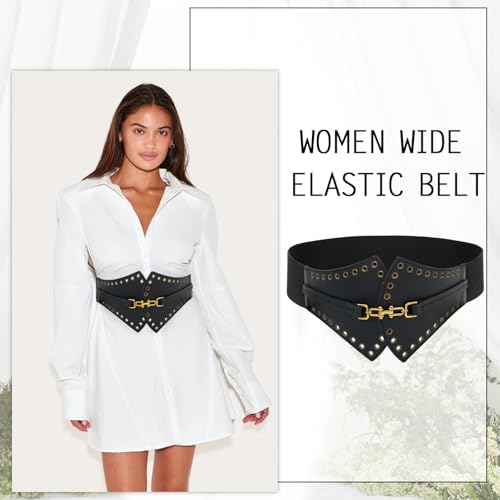 Women Wide Elastic Belt Vintage Irregular Stretchy Waist Belts for Dresses2