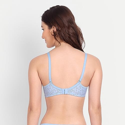 Image of Women Flower Printed Padded Bra - Made of Pure Cotton Full Coverage Non Wired Soft Cup for T-Shirt Saree Dress for Everyday