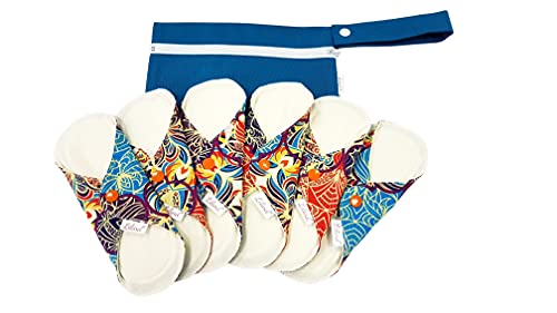 Serviette hygiénique en tissu Lilind bleu orient lavable lot de 6