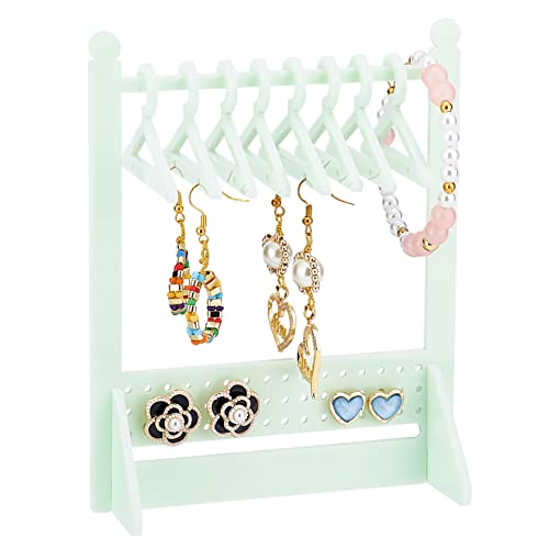 PandaHall Ohrringhalter Mit 64 Löchern Acryl-Ohrringständer Kleiderbügel Ohrring-Löcher Zum Aufhängen Organizer Für Damenohrringe Ohrstecker Händlershow Grün 12x6x14.9 cm