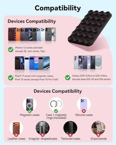 Heihioo Dual Magnetic & Suction Phone Mount for MagSafe Case,Black - image 2