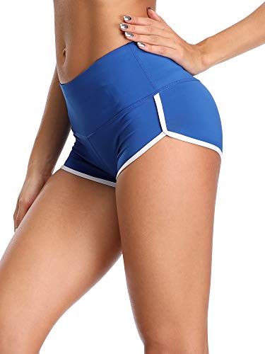 CADMUS Women's Workout Yoga Gym Shorts,1301,Blue,Medium