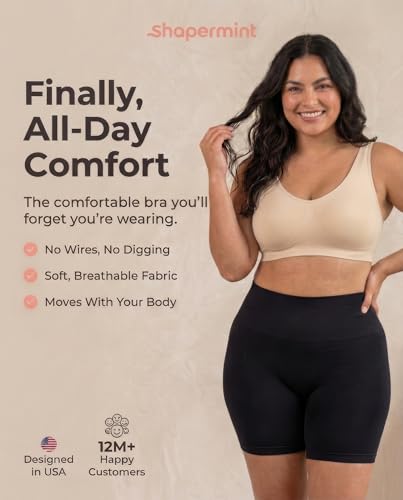 Image of SHAPERMINT Bralettes for Women with Support - Adjustable Wireless Support Bra, Full Coverage No Underwire Seamless Bra