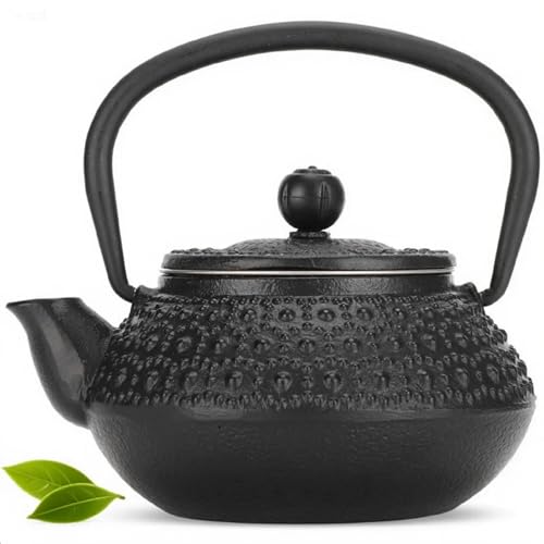 Natudeco Tetera De Hierro Fundido, Tetera De Estilo Japonés, 0.3 L, Juego De Caldera Con Infusor, Teteras Para Té Suelto Para Estufa