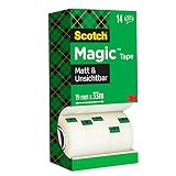 Scotch Magic Klebeband – Vorteilspack 14 Rollen 19mm x 33m, Allzweck-Klebeband für die Reparatur, Etikettierung und zum Verschließen von Dokumenten