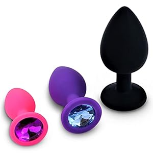 Belmalia 3x Anale Plug Siliconen Set Ø 30 mm, Ø 35 mm, Ø 45 mm S + M + L Buttplug Roze + Paars + Zwart