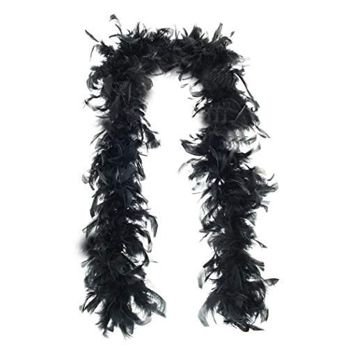 SACASUSA (TM) Solid Black Feather Chandelle Boa one size 6 feet long
