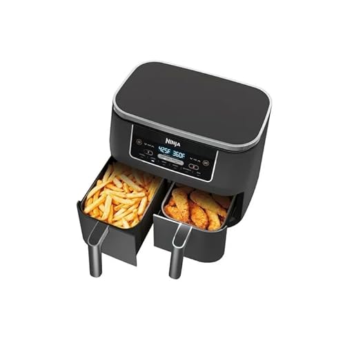 Image of Ninja Foodi 6-in-1 8-Qt 2-Basket Air Fryer with DualZone Technology, Match Cook & Smart Finish, Independent Cooking Zones, 6 Functions – Air Fry, Roast, Bake, Reheat, Dehydrate, Broil,Grey