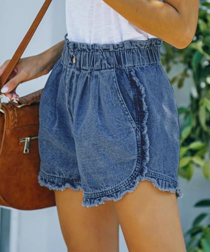 Image of YOCUR Womens Lightweight Shorts Casual Baggy Trendy Hot Pants Elastic Waist Drawstring Comfy Shorts