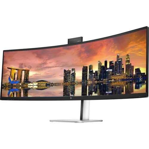 Image of HP Series 5 Pro 549pm 49 inch DQHD Curved Ultrawide Video Conferencing Monitor | 32:9, LED Backlight, 165Hz Refresh Rate, (5120x1440), USB Type-C, HDMI, DisplayPort, USB Hub, Mount Compatible, Black-Silver
