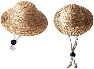 2Pcs Novelty Summer Adjustable Pet Dog Outdoor Straw Hat Puppy Small Kitty Cat Sunhats Dog Hat