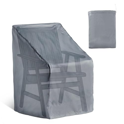 VonHaus Waterproof Garden Chair Cover - Premium Heavy Duty, Breathable 420D Oxford Fabric Protection for Patio & Outdoor Stacking/Reclining Single Seat (H120 x W65 x D75cm)