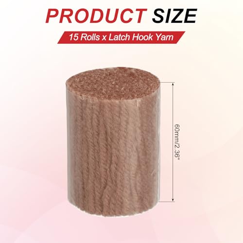 Image of MECCANIXITY 15 Rolls Latch Hook Yarn, 3mm Beige Latch Hook Kit Yarn Precut Hook Rugs Making Crochet Bundles for Rug Adults Beginners Tapestry DIY Craft