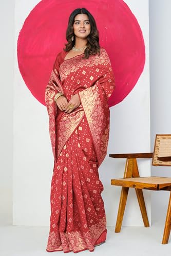 Image of MIRCHI FASHION Women Saree | Banarasi Silk Woven Design Daily Regular Use Sari with Blouse