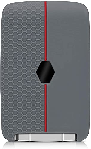 Image of JVCV Soft Silicone Key Cover Compatible with Renault Duster Kiger Triber Smart Key - Stylish Durable Protective (Grey Red)