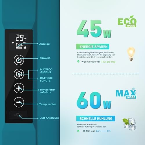Bild 1 - EUHOMY Kompressor Kühlbox 18L, Auto-Kühlschrank -20℃~20℃, Tragbarer Kühlschrank 12/24V DC 100-240V AC, Tragbarer Gefrierschrank mit WiFi-APP-Steuerung für Camping, Reisen, Boot