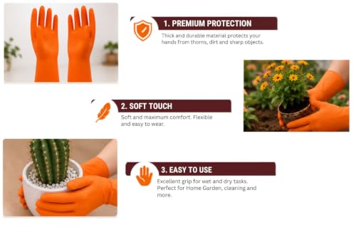 Image of Gardening 12-INCH Gloves - Heavy-Duty Rubber Hand Protection for Planting, Weeding, and Outdoor Garden Work (Waterproof, Non-Slip Grip)
