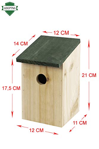 ADEPTNA Wooden Wild Bird Nest Box Bird House for Small Birds Sparrows Blue Tit Great Tits Robin – Ready Assembled - Image 3