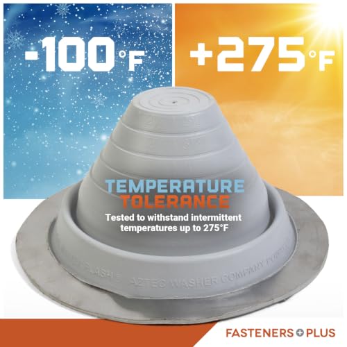 Image of Fasteners Plus #3 Round EPDM Metal Roof Pipe Flashing Boot (Fits 1 /4 inch - 5 inch Pipe OD), Gray