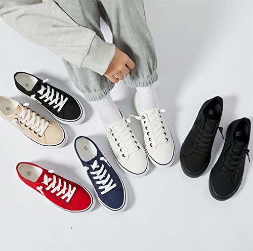 Image of Women Canvas Sneaker Slip On Non Slip Casual Shoes Lace Up Canvas Low Top White Shoes Loafers for Women Fashion Black Sneaker