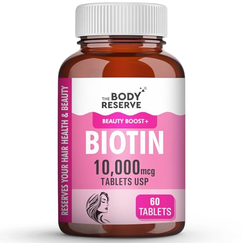 Image of The Body Reserve Biotin 10000 mcg Tablet -60 Veg Tablets, Biotin Tablets For Hair, Skin & Nails, Hair Vitamins Biotin Supplement For Men & Women 2 Month's Supply Pack