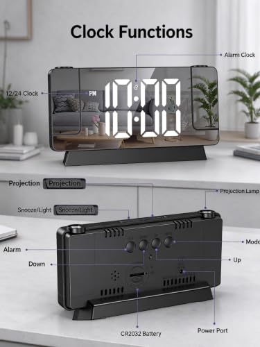 ChayWillow Dual Projection LED Alarm Clock with Temperature Display - image 4