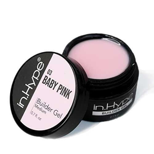 IN.HYPE Gel de construção rígido UV/LED para extensão/fortalecimento de unhas (rosa bebê #3). Gel UV