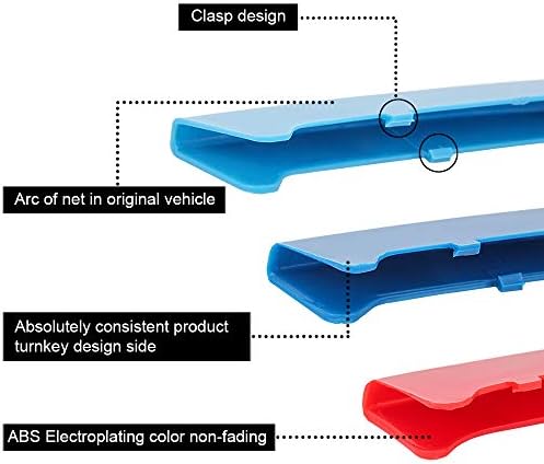SENZEAL 3 x Grill Clips for B M W 3 Series Front Insert Grille Trim Stripes Front Grill Covers Accessories for Car B M W Series 3 2013 2014 2015 2016 2017 F30 F31 Sports 8 Bars Dark Blue, Blue, Red