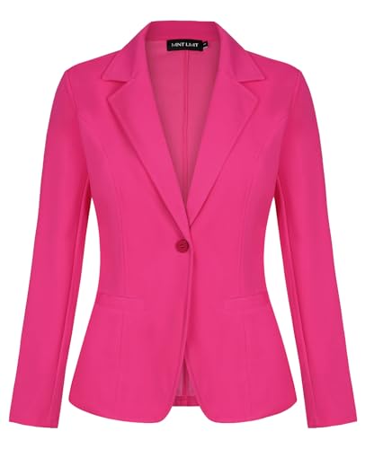 MINTLIMIT Womens Long Sleeve Notched Lapel Blazers Office Work Suit Jackets Slim Blazer with Pockets (Hot Pink - Size XL)