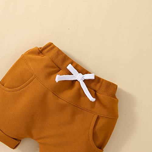 Hoanselay Toddler Infant Baby Boy Summer Shorts Set Sleeveless Striped Tank Tops T Shirt And Solid Shorts Outfit Clothes (A-Yellow, 2-3 Years) #TOP3