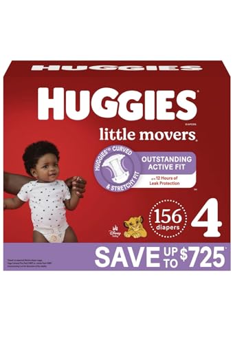 Image of Huggies Little Movers Diapers, Size 4-22-37 Pounds (156 Count)