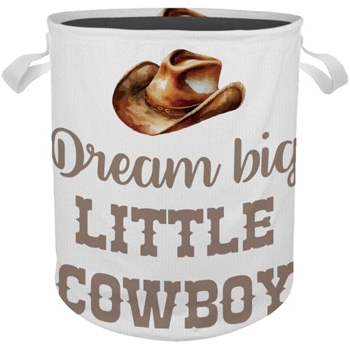 Image of Briblaze Western Cowboy Nursery Laundry Basket, Waterproof Collapsible Storage Bin Organizer for Bedroom, Bathroom, Baby Kids Room, Dorm - Clothes and Toys Hamper