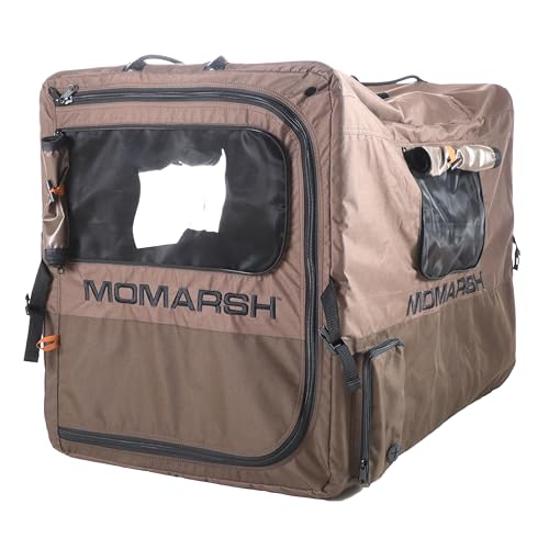 Momarsh Quick Crate | Collapsible Dog Crate for Travel & Waterfowl Hunting | Removable Padded Floor & Customizable Windows | Weather Proof Siding & Exterior Pockets for Storage