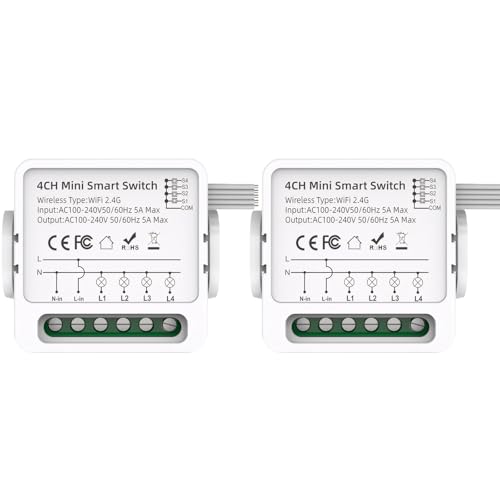 Interrupteur intelligent sans fil 4 voies commande vocale Tuya Alexa