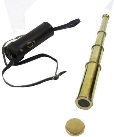 Solid Brass Pullout, Extendable Pirate Telescope, 14" Solid Metal Pipe, Polis Rustic Vintage Home Decor Gifts