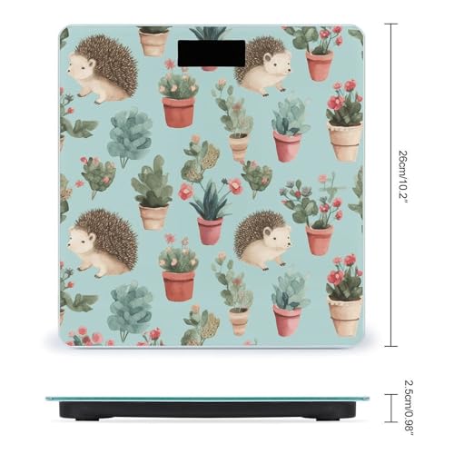 Báscula digital para baño con diseño de flor en maceta erizo miniatura 2