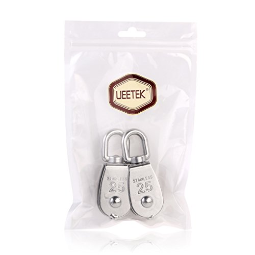 Ueetek 43483-43697 2Pcs 25Mm Single Pulley Block In 304 Stainless Steel M25 Pulley Roller Loading 400Kg thumb #6