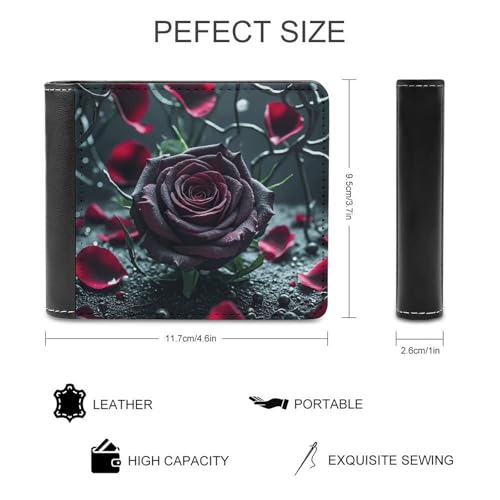 Rose Leather Bifold Wallet with 2 Hidden Pockets 6 Card Slots Slim Wallets for Cash, Cards, And ID2