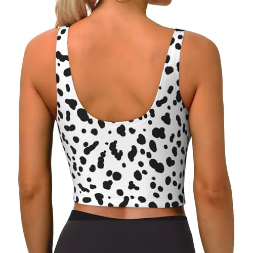 Women U Back Longline Sports Bras Dalmatian Print Tank Tops with Built in Bras Padded Crop Workout Tops3