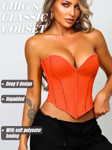 Image of ChiaoLezhee Heart Corset Top For Women, Sexy Concert Outfits Going Out, Strapless Crop Top, Overbust Bustier