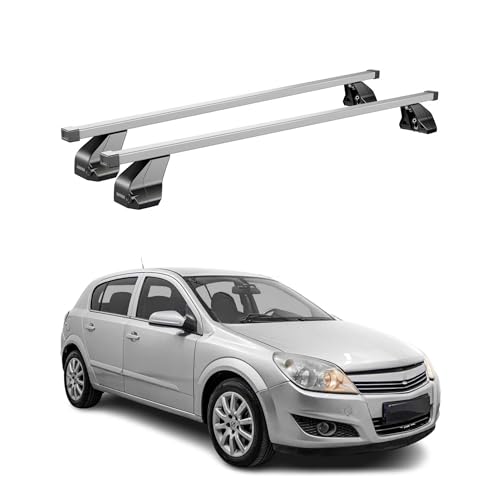 Menabo Dachträger Grundtäger kompatibel mit Opel Astra H 2004-2010 Stahl 75kg Silber 2tlg Fixpunkte für Fahrradträger, Dachboxen, Skiträger Abschließbar Menabo Dachträger Grundtäger kompatibel mit Opel Astra H 2004-2010 Stahl 75kg Silber 2tlg Fixpunkte für Fahrradträger, Dachboxen, Skiträger Abschließbar