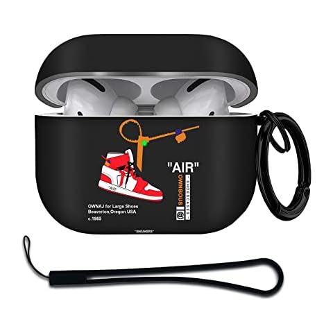 Gedicht for Airpods Pro 2nd Generation Case 2022 Air Sports Shoes with Lanyard, Protective TPU Soft Cases Cover Rugged for Apple Airpod Pro 2 with Keychain for Women Men，Black Red Cover