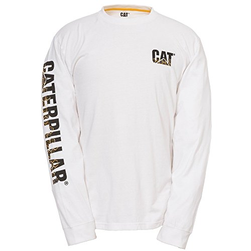 Caterpillar - Camiseta de Manga Larga con Logo para Hombre (L) (Blanco)