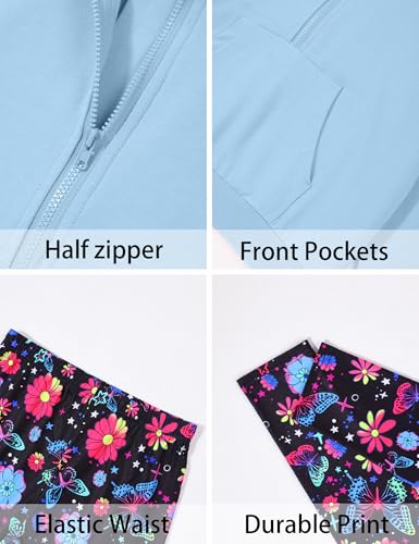 Image of Girls Clothes 2Pcs Outfit Set with Zip-up Top and Trendy Printed Pants Teen Girl Clothes 6-14Y